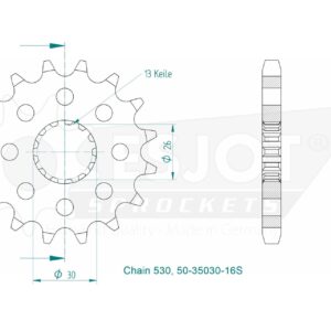 Pignon Lightweight - 530 - 16 Dents - Made in Germany
