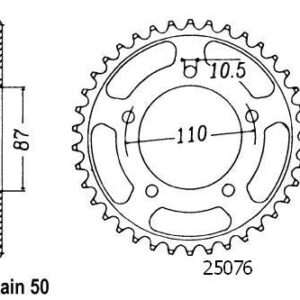 Couronne Acier Suzuki - 530 - 45 Dents - Similaire JTR829 - Made in Germany