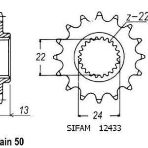 Pignon Bombardier - 530 - 16 Dents - Similaire JTF3411 - Made in Germany