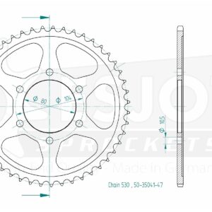 Couronne Acier Kawasaki - 530 - 47 Dents - Made in Germany