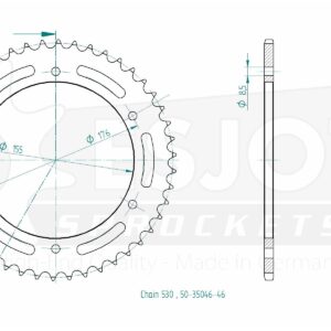 Couronne Acier - 530 - 46 Dents - Made in Germany