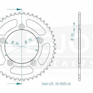 Couronne Alu TT KTM Orange - 420 - 46 Dents - Similaire JTR894