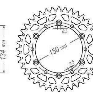 Couronne Alu TT Kawasaki Verte - 520 - 47 Dents - Similaire JTA460 - Made in Germany