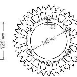 Couronne Alu TT Suzuki Jaune - 520 - 51 Dents - Similaire JTA808 - Made in Germany