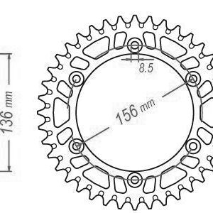 Couronne Alu TT Husqvarna Noire - 520 - 51 Dents - Similaire JTA822 - Made in Germany