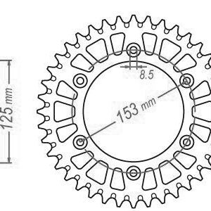 Couronne Alu TT Honda Rouge - 520 - 52 Dents - Similaire JTA210 - Made in Germany Trous Fraisés