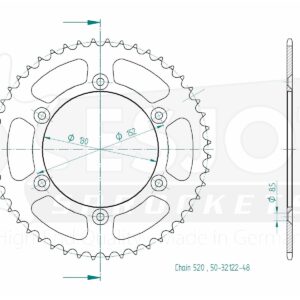 Couronne Alu - 520 - 46 Dents - Made in Germany