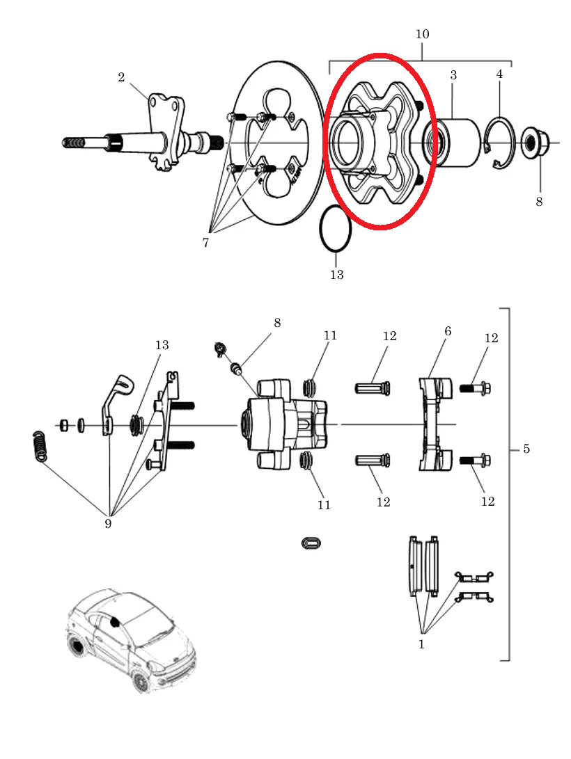 MOYEU DE ROUE ARRIERE - ENTRAXE 100MM - LIGIER IXO JSRC OPTIMAX, MICROCAR MGO2 M8 F8C, DUE FIRST – Image 4