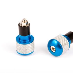 Embouts de guidon ronds Ø17 look carbone blanc et anodisés bleu
