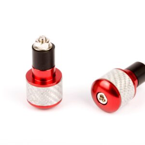 Embouts de guidon ronds Ø17 look carbone blanc et anodisés rouge