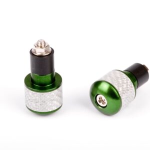 Embouts de guidon ronds Ø17 look carbone blanc et anodisés vert