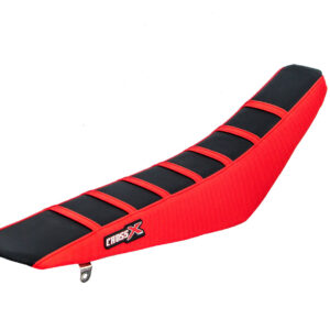 HOUSSE DE SELLE HONDA CRF 250- 450 CRFX 450 TOP BLACK- SIDE RED-STRIPES RED