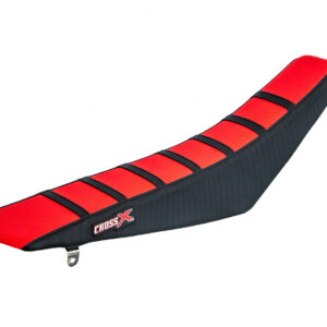 HOUSSE DE SELLE HONDA CRF 250 - 450 TOP RED- SIDE BLACK-STRIPES BLACK