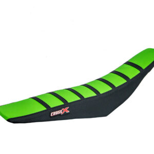 HOUSSE DE SELLE KAWASAKI KXF 250-450 TOP GREEN- SIDE BLACK-STRIPES BLACK