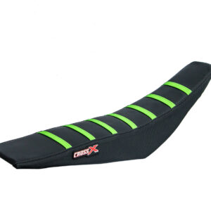 HOUSSE DE SELLE KAWASAKI KX 85-100 TOP BLACK- SIDE BLACK-STRIPES GREEN