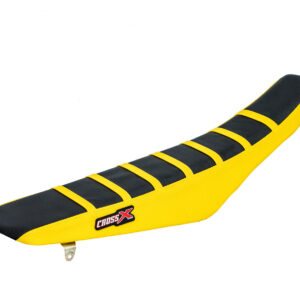 HOUSSE DE SELLE SUZUKI RM 85 TOP BLACK- SIDE YELLOW-STRIPES YELLOW