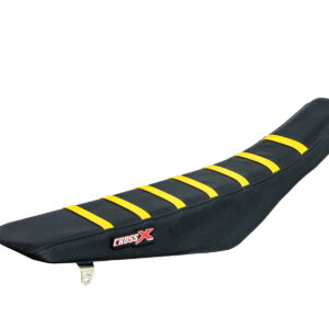 HOUSSE DE SELLE SUZUKI DRZ 400 - TOP BLACK- SIDE BLACK-STRIPES YELLOW