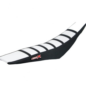 HOUSSE DE SELLE YAMAHA YZF 250-450 WRF 250-450 - TOP WHITE- SIDE BLACK-STRIPES BLACK + COUVRE CACHE RESERVOIR INCLUS