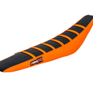 HOUSSE DE SELLE KTM LC SX 50 - TOP BLACK- SIDE ORANGE-STRIPES ORANGE