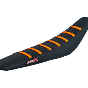 HOUSSE DE SELLE KTM SX-SXF - EXC - TOP BLACK- SIDE BLACK-STRIPES ORANGE