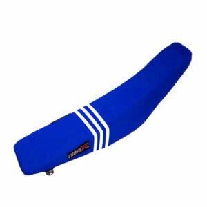 HOUSSE DE SELLE KTM SX-SXF-EXC COLOR BLUE - STRIPES 3 WHITE