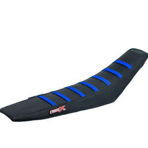 HOUSSE DE SELLE HUSQVARNA FC-TC-FE-TE - TOP BLACK- SIDE BLACK-STRIPES BLUE