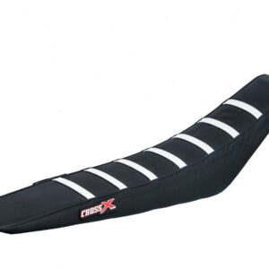 HOUSSE DE SELLE HUSQVARNA TC 85 - TOP BLACK- SIDE BLACK-STRIPES WHITE
