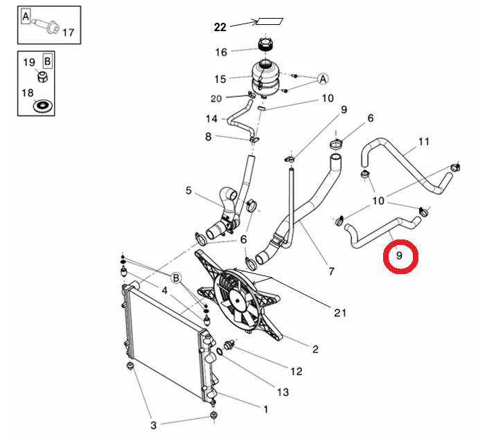 DURITE DE CHAUFFAGE (SORTIE) - MICROCAR MGO 3 MGO 4 MGO 6, LIGIER XTOO R XTOO S XTOO RS OPTIMAX 2 IXO JS50 JS50L JS60, DUE 2 DUE 3 DUE 6, MOTEUR LOMBARDINI PROG – Image 2