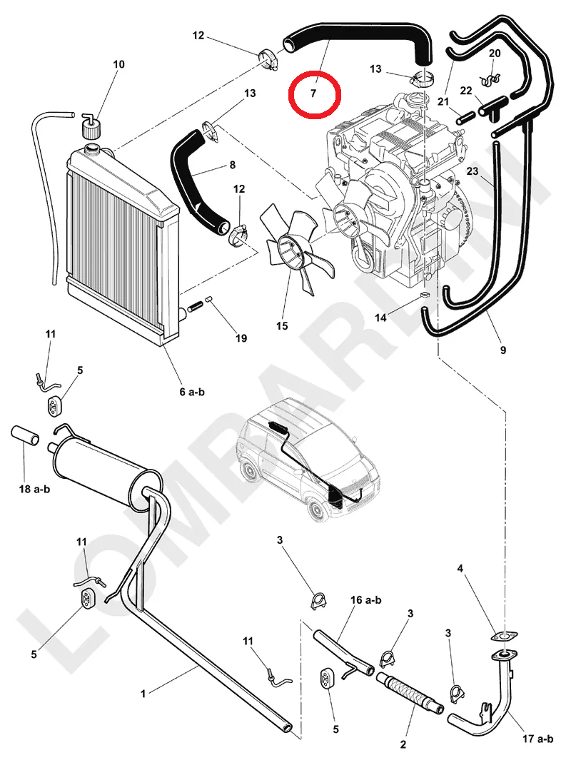 DURITE SUPERIEURE DE RADIATEUR - MICROCAR VIRGO 1 VIRGO 2 VIRGO 3 MC1 MC2 moteur LOMBARDINI FOCS – Image 2