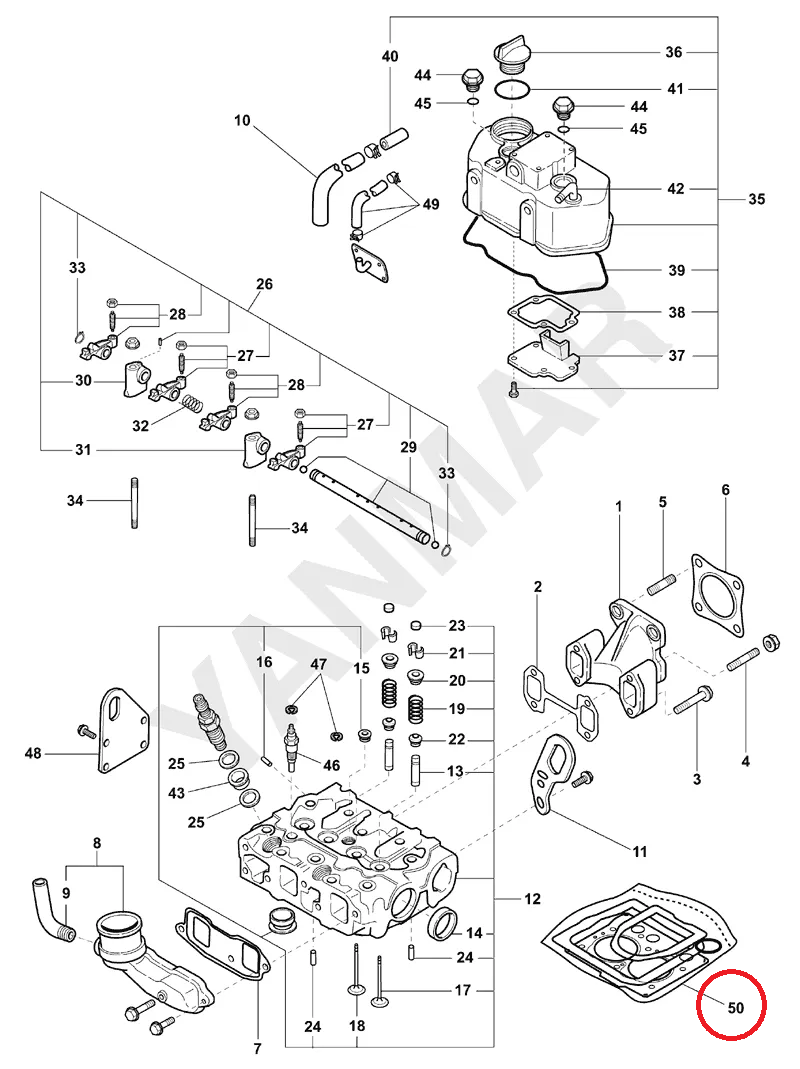 POCHETTE DE JOINT COMPLETE ORIGINE - MOTEUR YANMAR 2TNE68 – Image 2