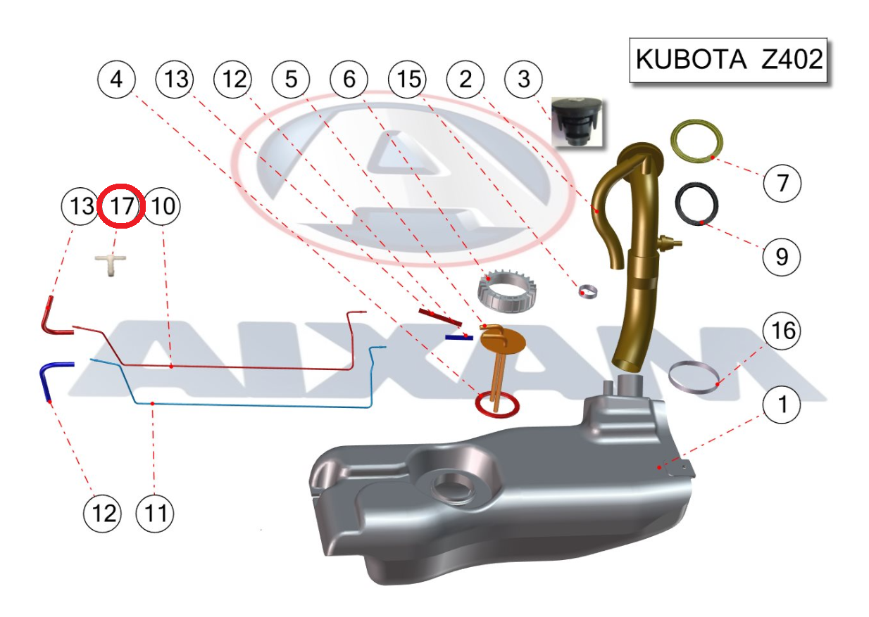 T DE RETOUR GASOIL - MOTEUR KUBOTA Z402 Z482 Z602 – Image 2