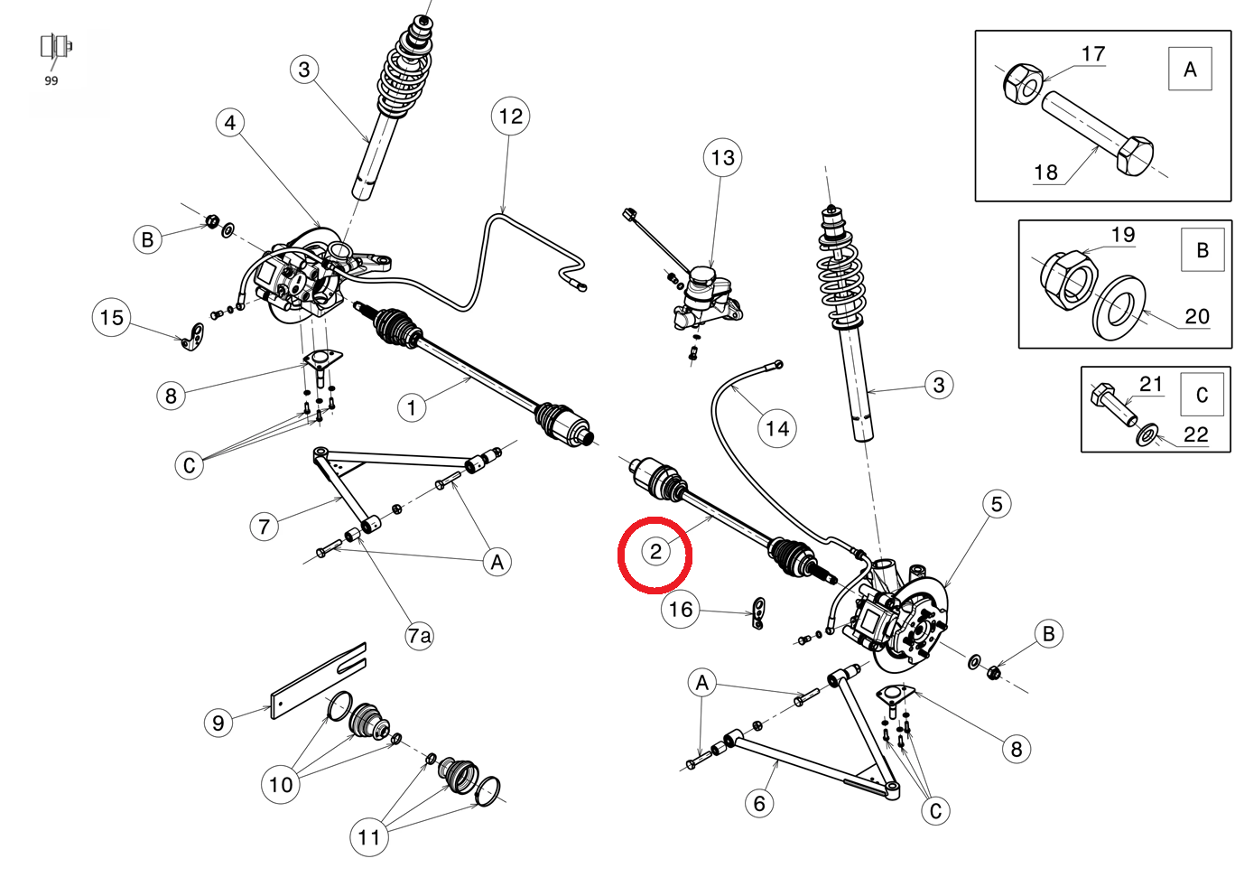 CARDAN - LONGUEUR 600mm - JDM TITANE 1 2 3 PASSAGER, LIGIER XTOO 1 XTOO 2 XTOO MAX FLEX CONDUCTEUR ET PASSAGER, BELLIER JADE CONDUCTEUR ET PASSAGER – Image 4