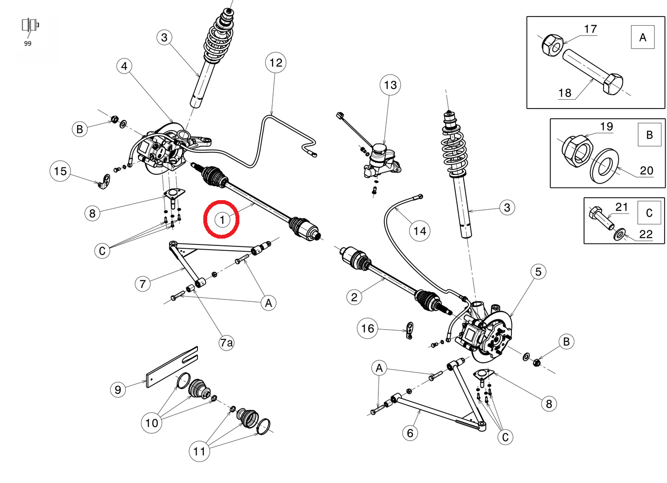 CARDAN - LONGUEUR 660mm - CHATENET CH26 CH30 CH32 CONDUCTEUR ET PASSAGER, LIGIER XTOO RS CONDUCTEUR ET PASSAGER – Image 4