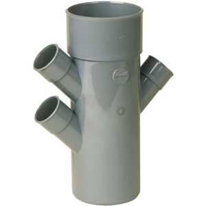 Raccord PVC gris triple équerre 45° - Ø 40 - 40 - 100 - 40 mm - Quadruple emboîture - Nicoll