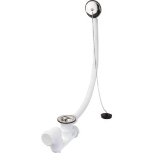 Vidage de baignoire manuel – VALENTIN – Bouchon & chaînette – Enjoliveur inox – Trop-plein Ø25 - Valentin
