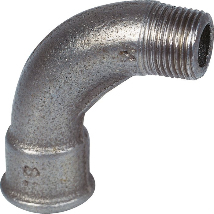 Raccord coudé 90° - Fonte noir - Grand rayon - Mâle / Femelle - 1