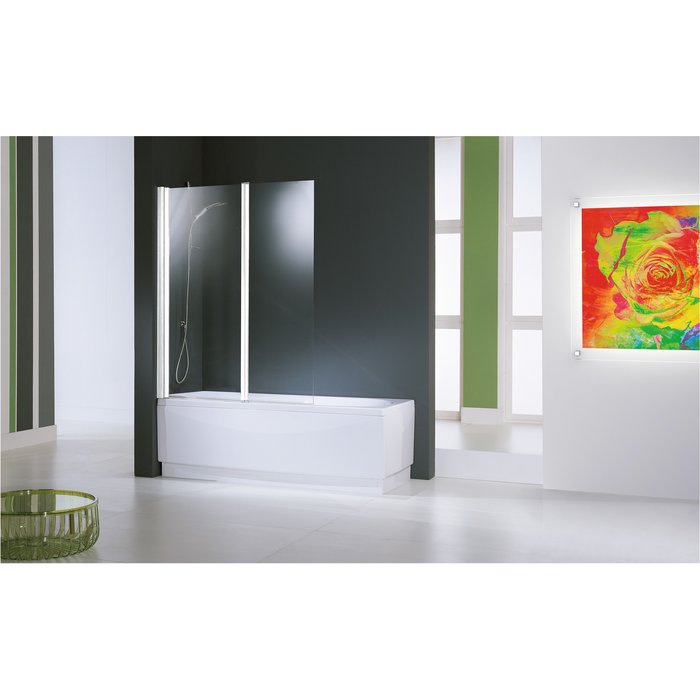 Pare-baignoire – NOVELLINI – Aurora 2 – 2 Panneaux Pivotants Repliables – Profilé Blanc – 120 x 150 cm - Novellini – Image 2