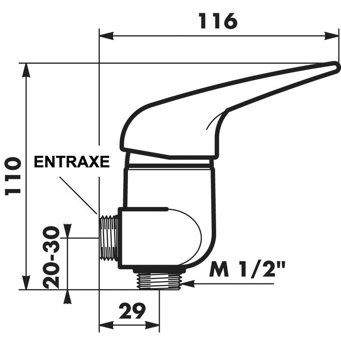 Mitigeur de douche - entraxes 60 à 80 mm - Delabie – Image 3