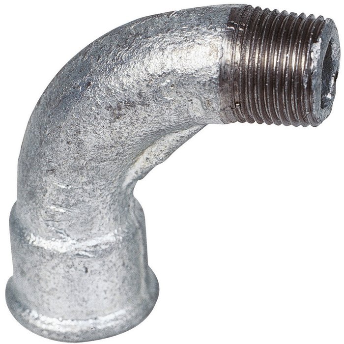 Raccord coudé 90° - Fonte galvanisée - Grand rayon - Mâle / Femelle - 1