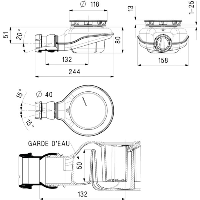 Bonde de douche siphoïde - NICOLL - Turboflow 2 - Très haut débit - ø 90 mm - Nicoll – Image 3
