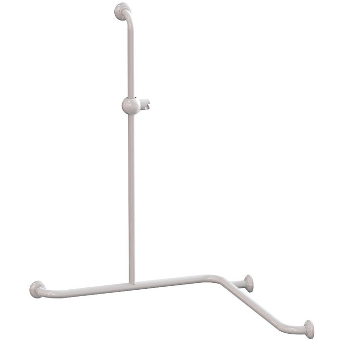 Barre de douche d'angle - Aluminium - Époxy blanc - Pellet