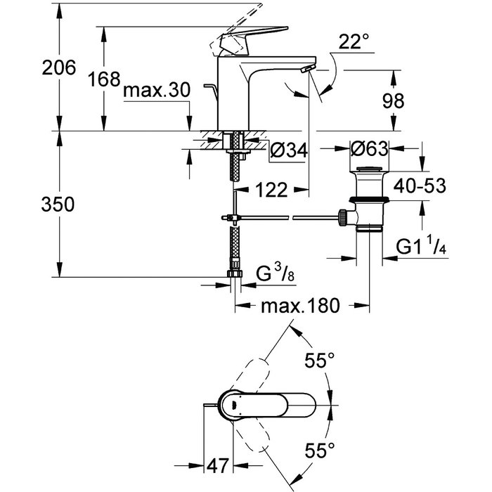 Mitigeur lavabo - Taille M - Eurosmart Cosmopolitan - Grohe – Image 3