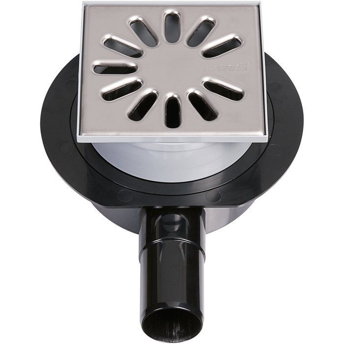 Bonde d'écoulement en un point Mini Max - WEDI - Fundo - Extraplat - DN 40 - Sortie horizontal - Grille carrée - Wedi