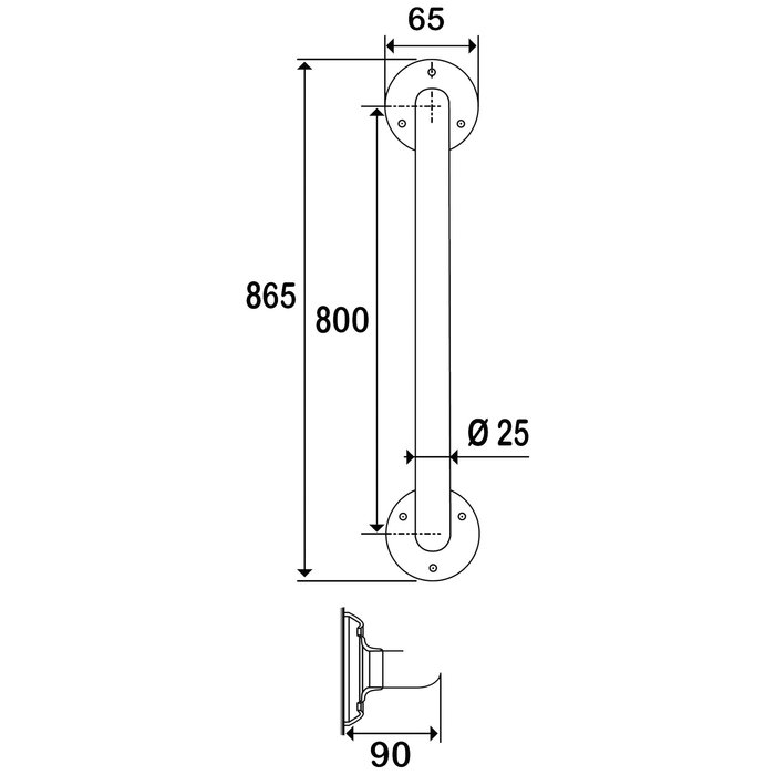 Barre d'appui droite époxy blanc Ø 65 mm - Godonnier – Image 2