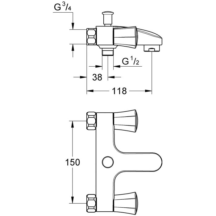 Mélangeur bain douche - Entraxe 150 mm - Costa L - Grohe – Image 2
