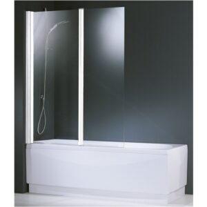 Pare-baignoire – NOVELLINI – Aurora 2 – 2 Panneaux Pivotants Repliables – Profilé Blanc – 120 x 150 cm - Novellini