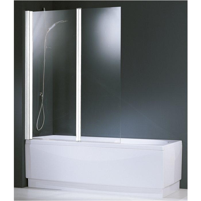 Pare-baignoire – NOVELLINI – Aurora 2 – 2 Panneaux Pivotants Repliables – Profilé Blanc – 120 x 150 cm - Novellini