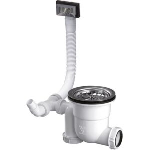 Vidage évier Ø90 mm – VALENTIN – Siphonette Space Fit – Panier inox Ø83 – Siphon intégré – Sortie Ø40 mm - Valentin