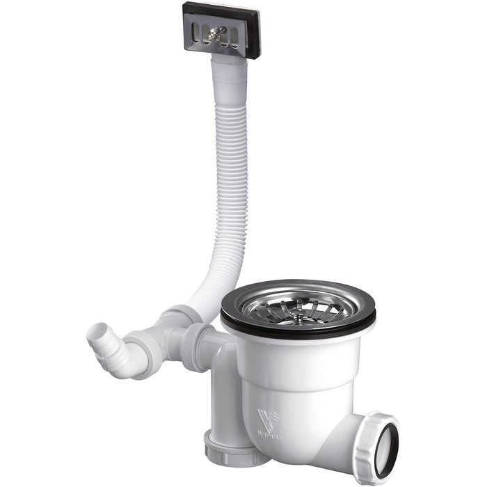 Vidage évier Ø90 mm – VALENTIN – Siphonette Space Fit – Panier inox Ø83 – Siphon intégré – Sortie Ø40 mm - Valentin