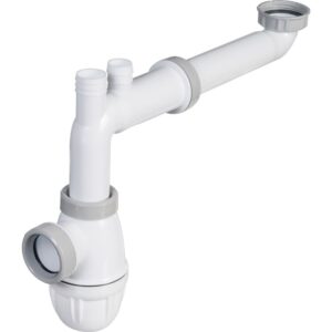 Tubulure lavabo bi-matière CONNECTIC® 1 vasque – VALENTIN – Siphon déporté réglable - Valentin
